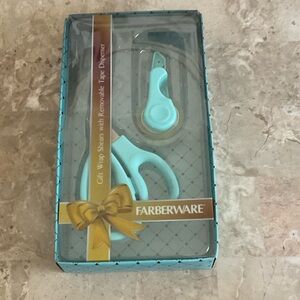Farberware Aqua Gift Wrap Shears and Tape Dispenser Set
